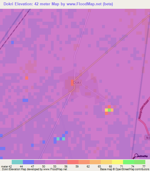 Dokri,Pakistan Elevation Map