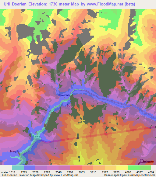 Urli Doarian,Pakistan Elevation Map