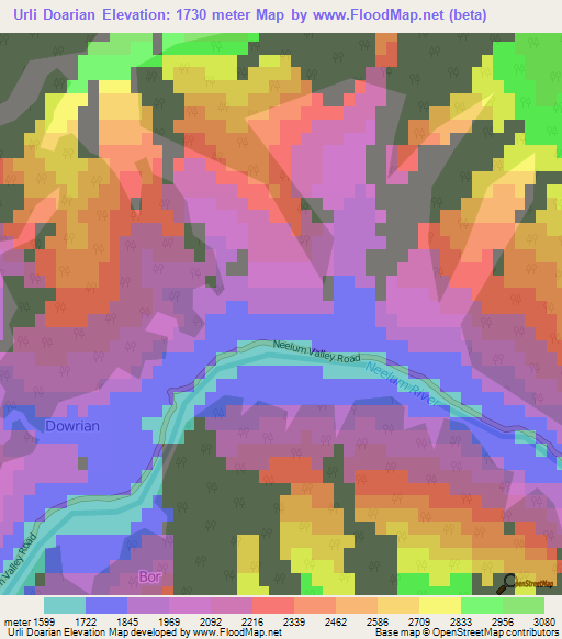 Urli Doarian,Pakistan Elevation Map