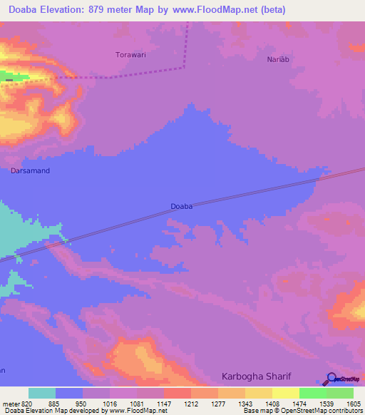 Doaba,Pakistan Elevation Map