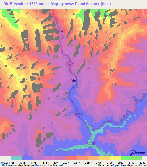 Dir,Pakistan Elevation Map