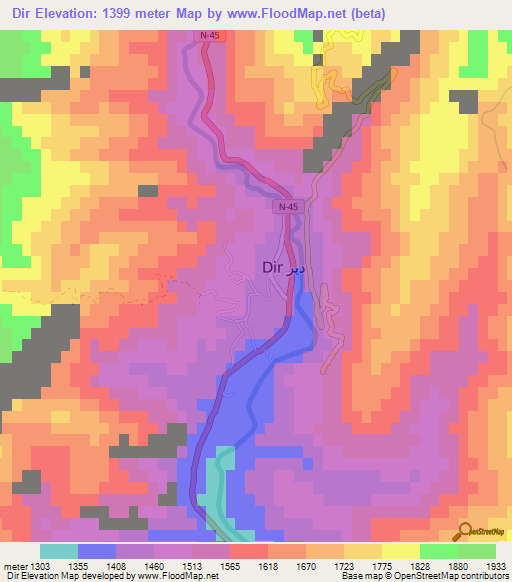 Dir,Pakistan Elevation Map