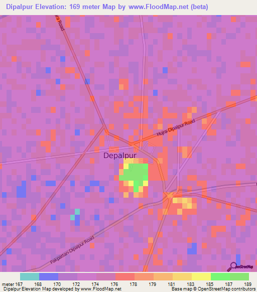 Dipalpur,Pakistan Elevation Map