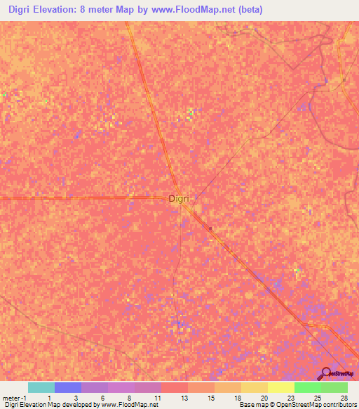 Digri,Pakistan Elevation Map