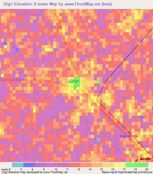 Digri,Pakistan Elevation Map