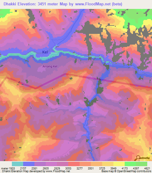 Dhakki,Pakistan Elevation Map