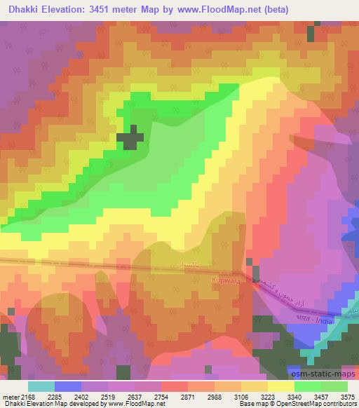 Dhakki,Pakistan Elevation Map