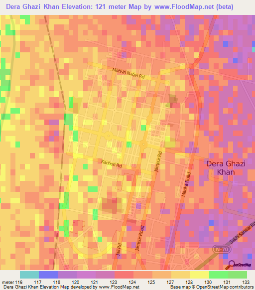 Dera Ghazi Khan,Pakistan Elevation Map