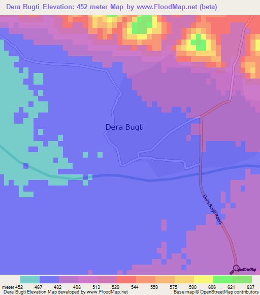 Dera Bugti,Pakistan Elevation Map