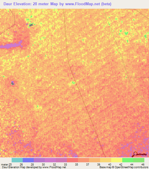 Daur,Pakistan Elevation Map