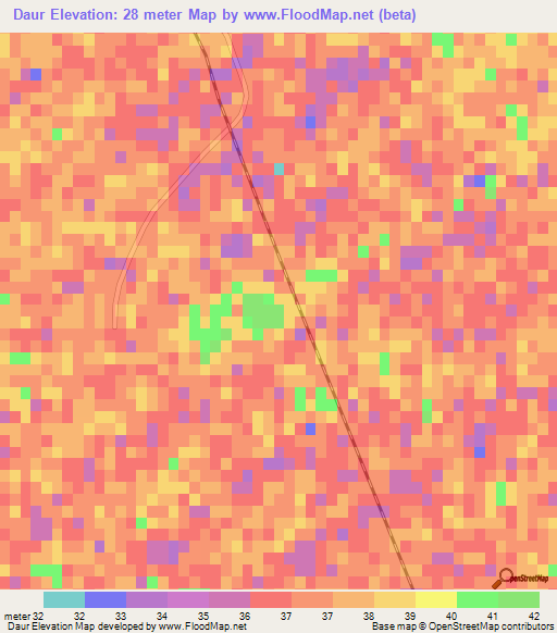 Daur,Pakistan Elevation Map