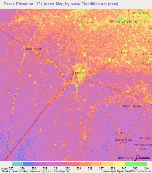 Daska,Pakistan Elevation Map