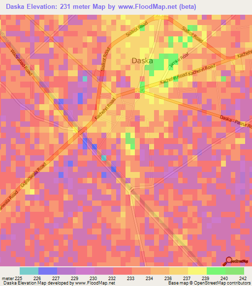 Daska,Pakistan Elevation Map