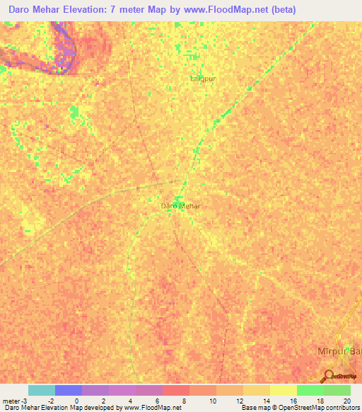 Daro Mehar,Pakistan Elevation Map