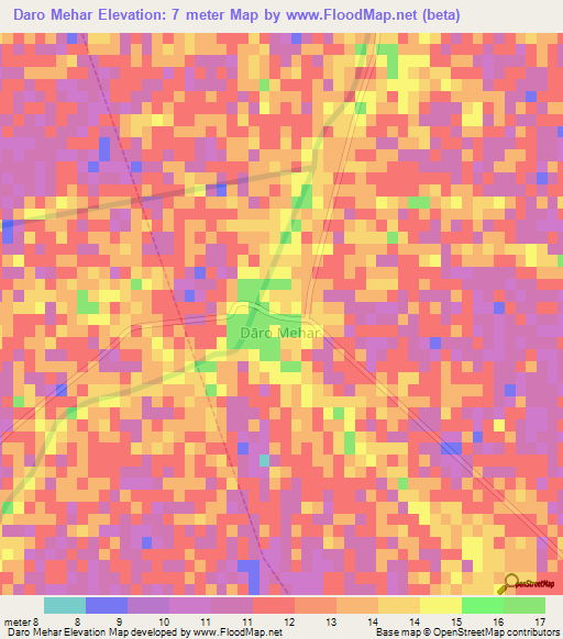 Daro Mehar,Pakistan Elevation Map