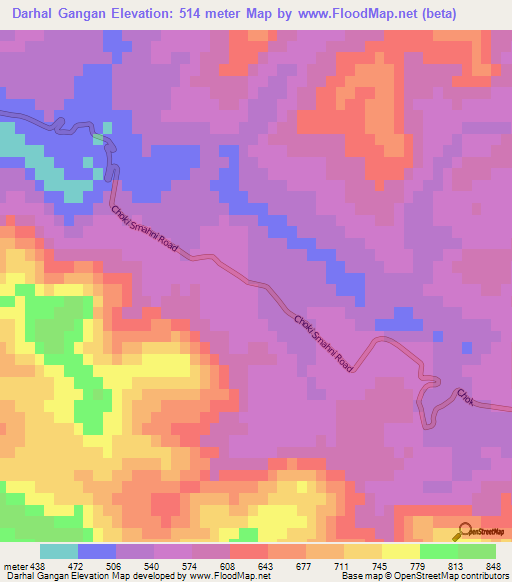 Darhal Gangan,Pakistan Elevation Map