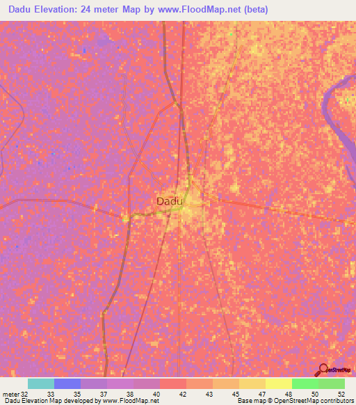 Dadu,Pakistan Elevation Map