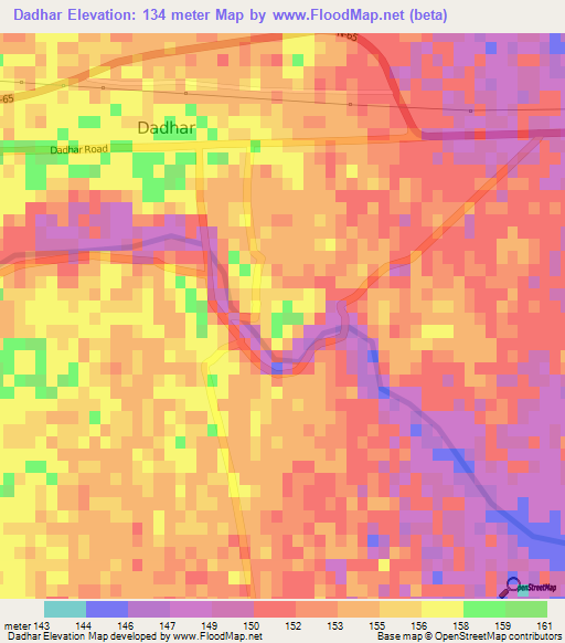 Dadhar,Pakistan Elevation Map