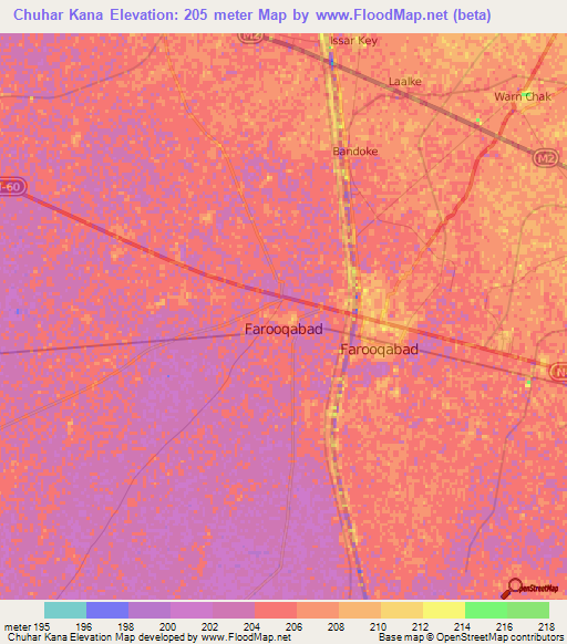 Chuhar Kana,Pakistan Elevation Map