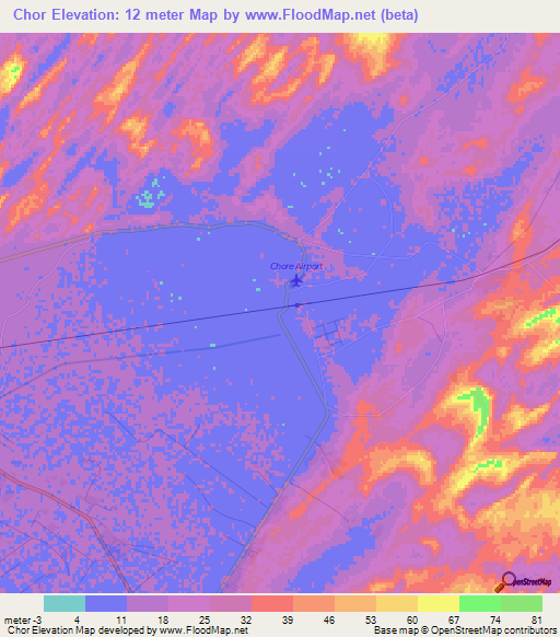 Chor,Pakistan Elevation Map