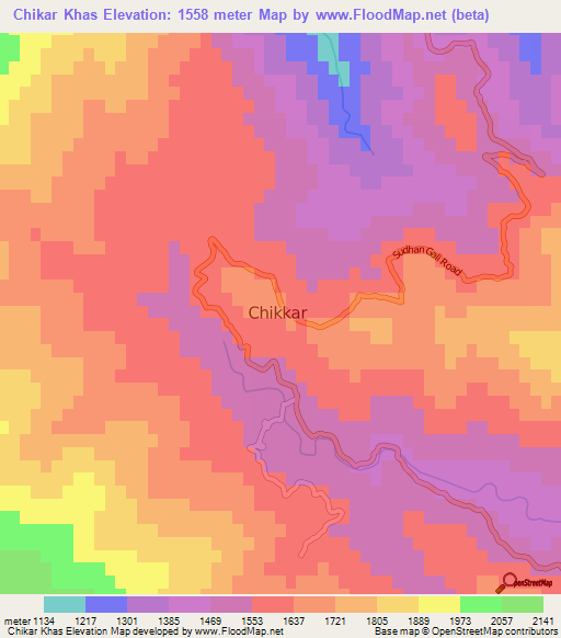 Chikar Khas,Pakistan Elevation Map