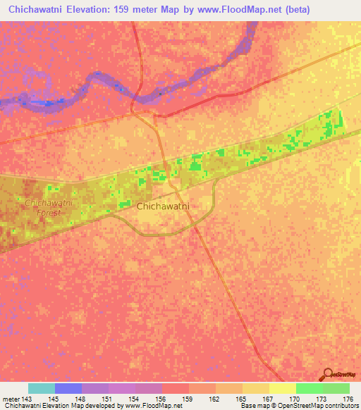 Chichawatni,Pakistan Elevation Map