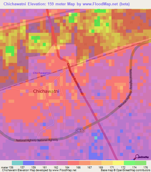 Chichawatni,Pakistan Elevation Map