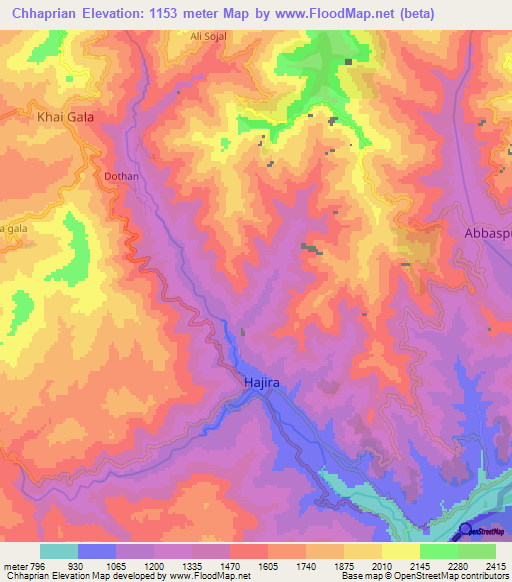 Chhaprian,Pakistan Elevation Map