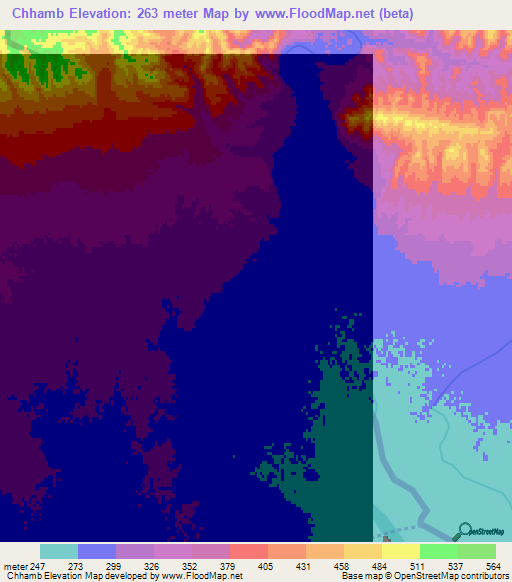 Chhamb,Pakistan Elevation Map