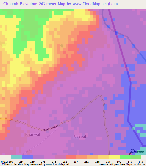 Chhamb,Pakistan Elevation Map