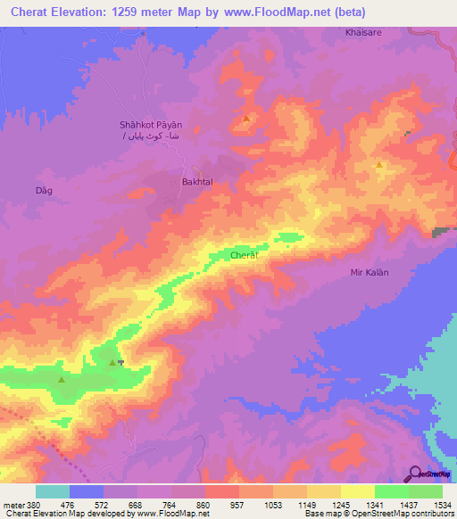 Cherat,Pakistan Elevation Map