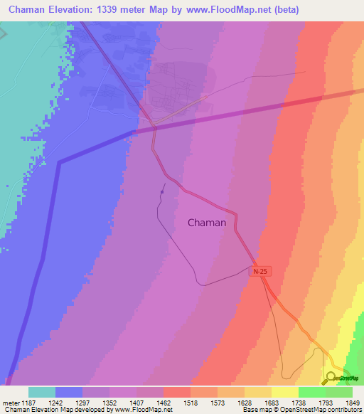 Chaman,Pakistan Elevation Map