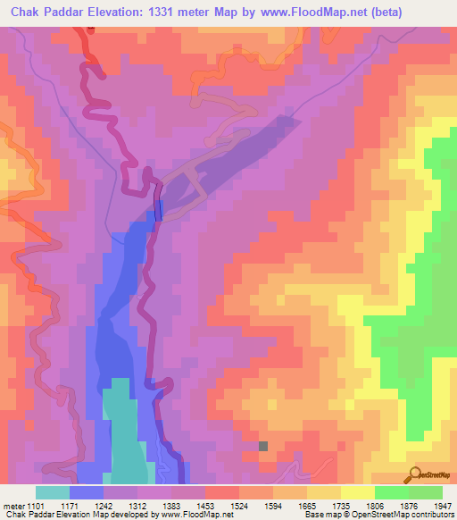 Chak Paddar,Pakistan Elevation Map