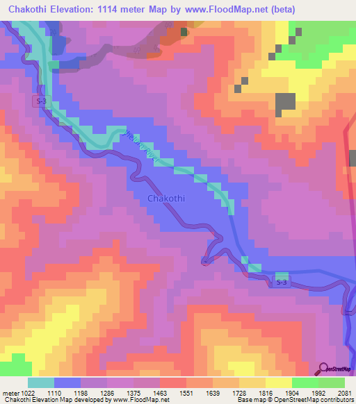 Chakothi,Pakistan Elevation Map