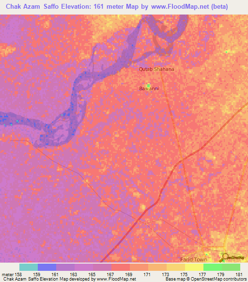 Chak Azam Saffo,Pakistan Elevation Map