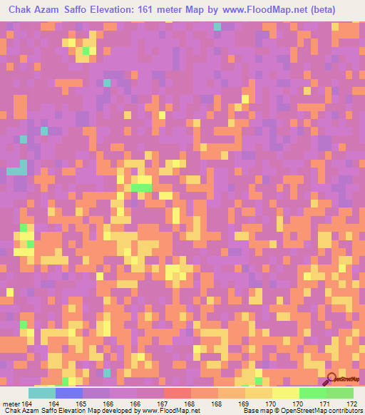 Chak Azam Saffo,Pakistan Elevation Map