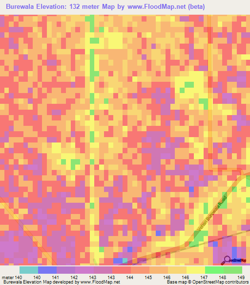 Burewala,Pakistan Elevation Map