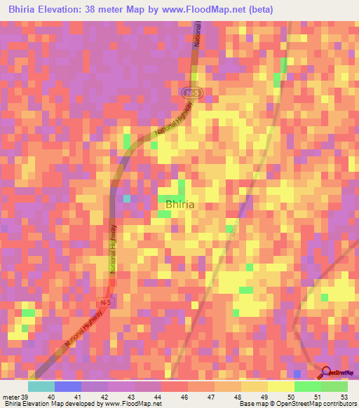 Bhiria,Pakistan Elevation Map