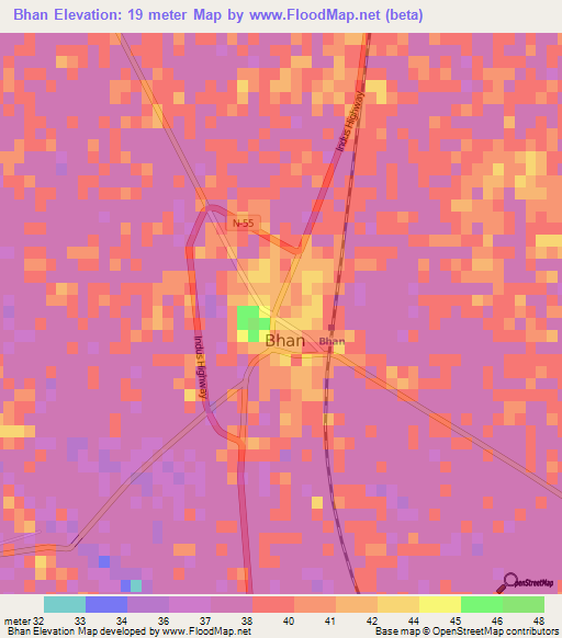 Bhan,Pakistan Elevation Map