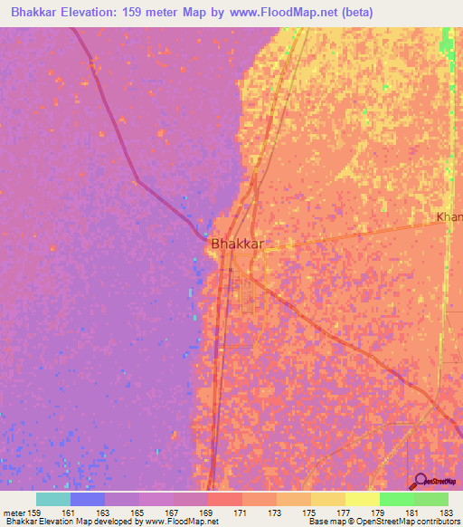 Bhakkar,Pakistan Elevation Map