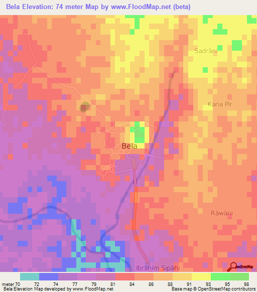 Bela,Pakistan Elevation Map