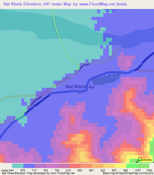 Bat Khela,Pakistan Elevation Map