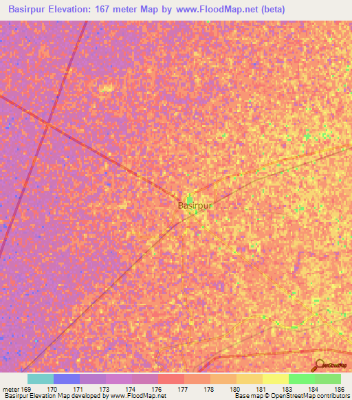 Basirpur,Pakistan Elevation Map