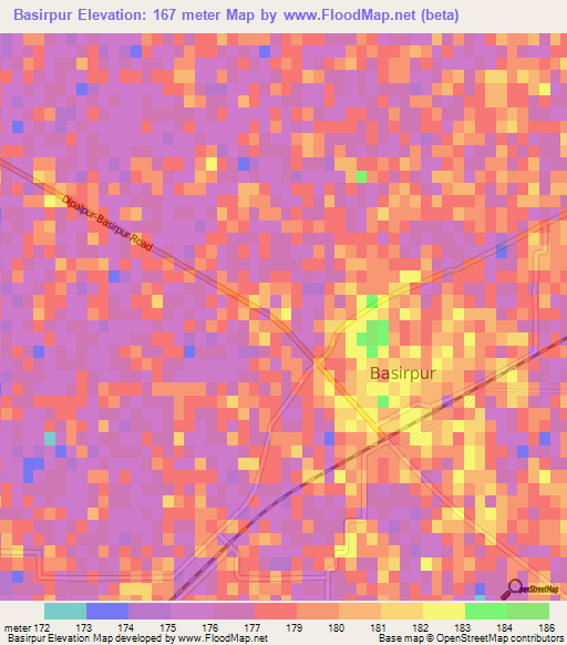 Basirpur,Pakistan Elevation Map