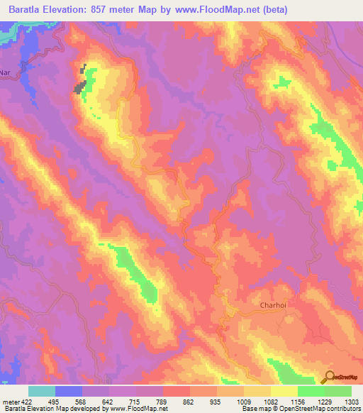 Baratla,Pakistan Elevation Map