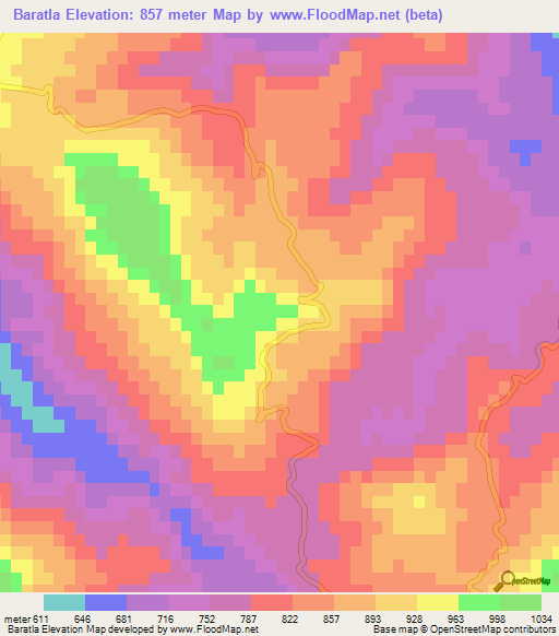 Baratla,Pakistan Elevation Map