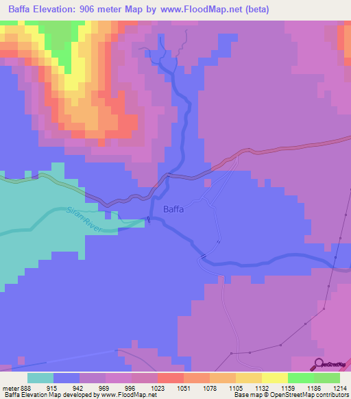 Baffa,Pakistan Elevation Map