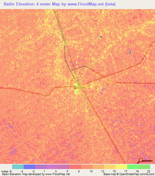 Badin,Pakistan Elevation Map