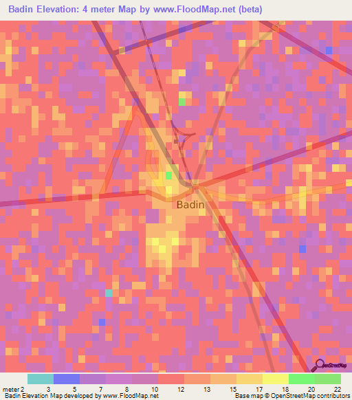 Badin,Pakistan Elevation Map