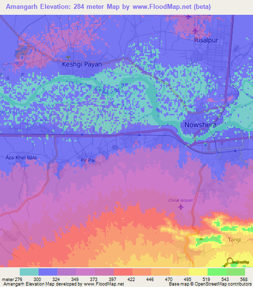 Amangarh,Pakistan Elevation Map